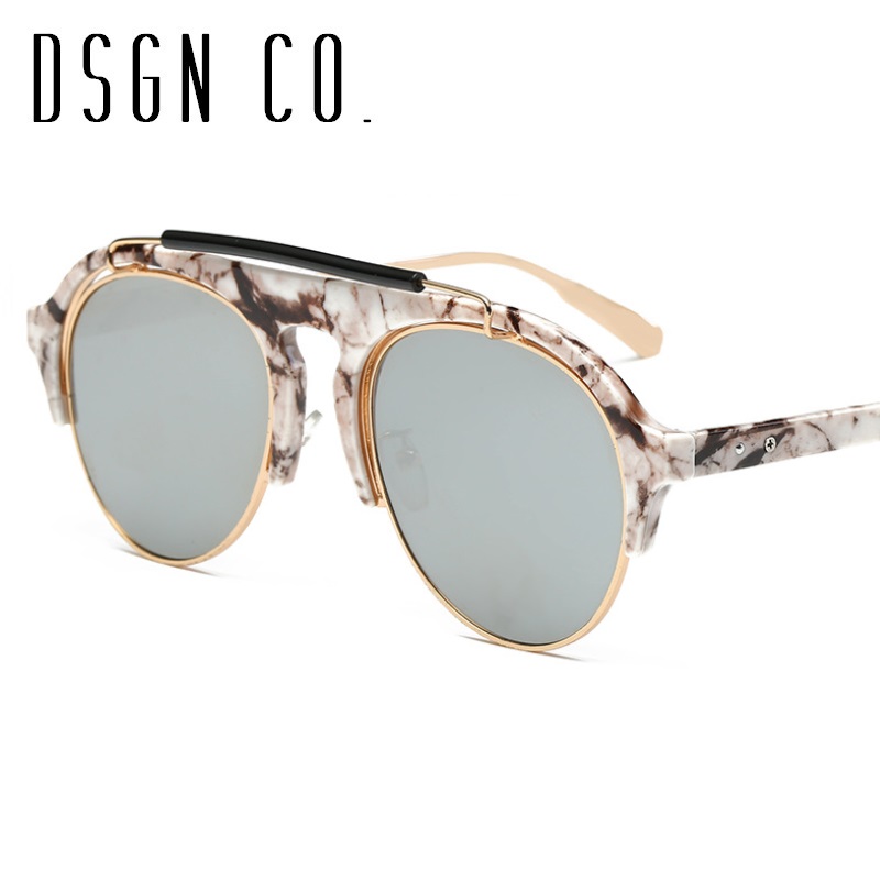 

DSGN CO. 2018 Newest Semi-Rimless Sunglasses For Women And Men Marble Sun Glasses Fashion Vintage Sunglass UV400