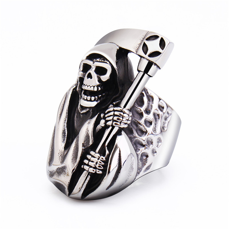 

Lujoyce Vintage God Death Stainless Steel Mens' Ring High Quality Skeleton Jewlry for Adults