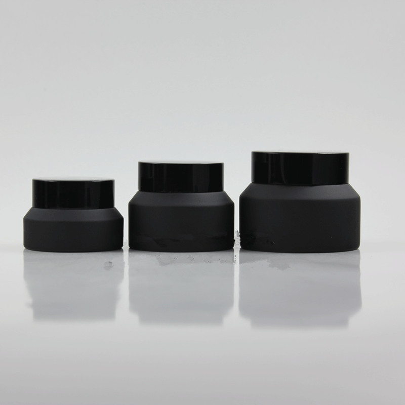 

15G 30G 50G Frost Cream Glass Jar With Black Lids white Seal Container Cosmetic Packaging, 15G Glass Cream Pot F178