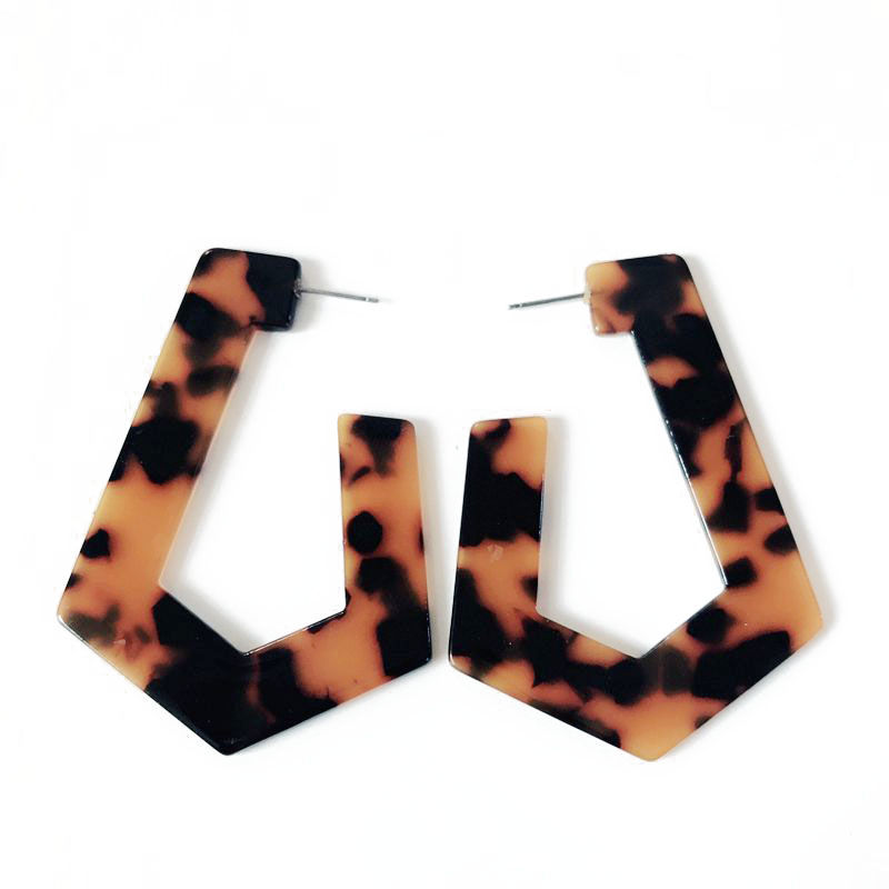 

Free Shipping Geometric Brown Gray Pink Mixed Resin Sweet Elegant Stud Earring, Lightweight Hot Popular Earring Jewelry