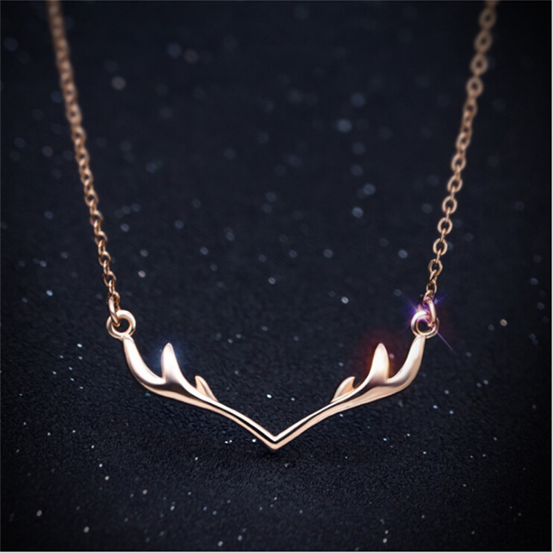 S925 Sterling Silver Deer Antlers Horn Necklaces & Pendants For Women Christmas Vintage Animal Necklace Jewelry Collier S3