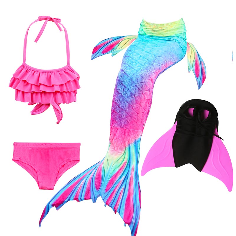 Pettigirl Girls 3 Pcs Swimsuit Mermaid Tails for Swimming