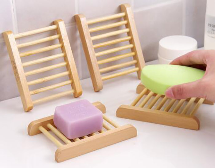 

100PCS Natural Bamboo Trays Wholesale Wooden Soap Dish Tray Holder Rack Plate Box Container for Bath Shower Bathroom, As picture