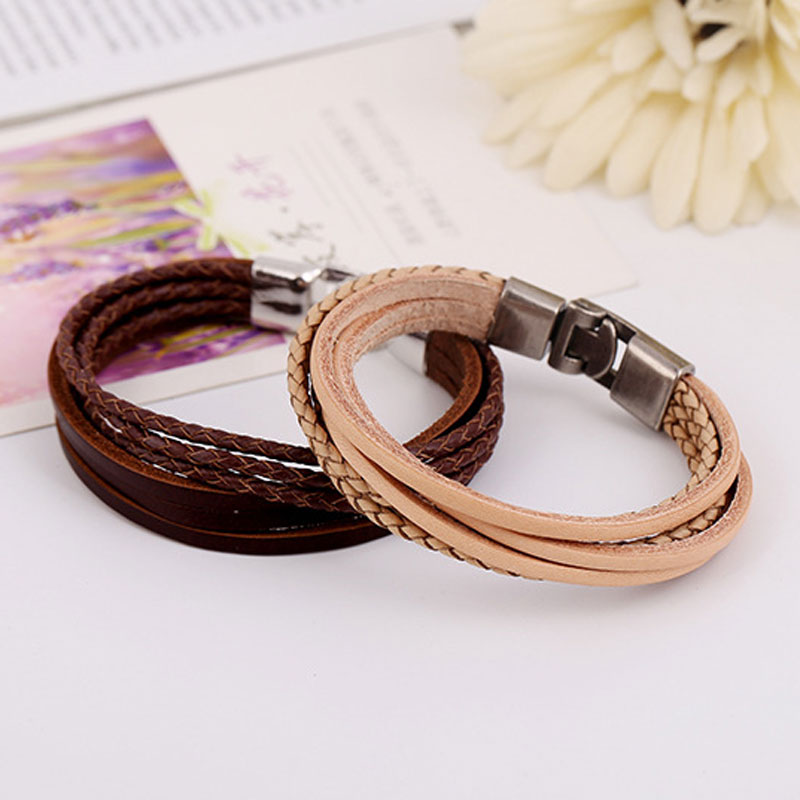 

Wholesale New Men Punk Rope Braided Leather hand-made Charm Bracelets wristbands vintage jewelry gift free shipping