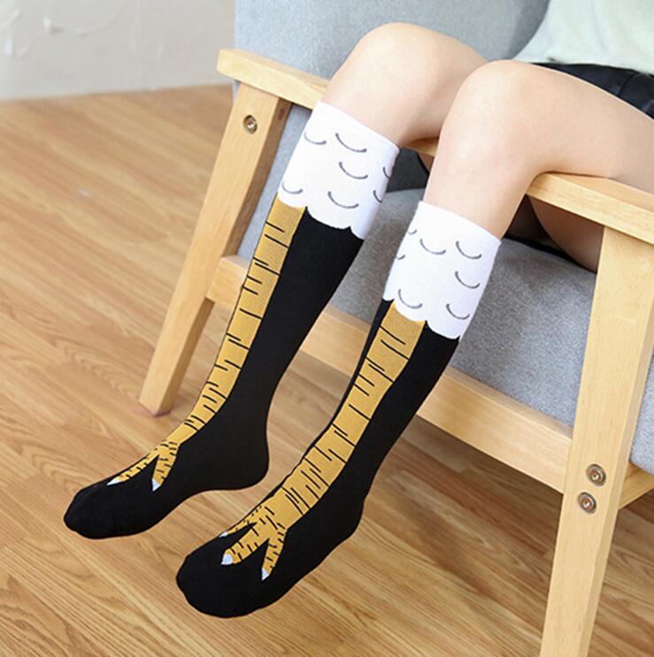 

Woman Knee High Socks With Bird Pattern, New fashion japan teen tube woman long cotton dress socks, Midthigh design yellow