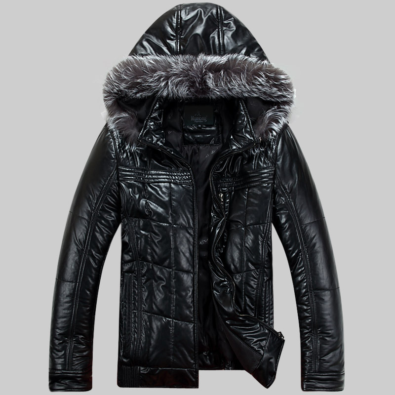 Mens Leather Down Cotton Jackets Winter Parkas Snow Coats Fur Hooded Thick Outwear Overcoat Super Warm Waterproof Windbreak 5xl