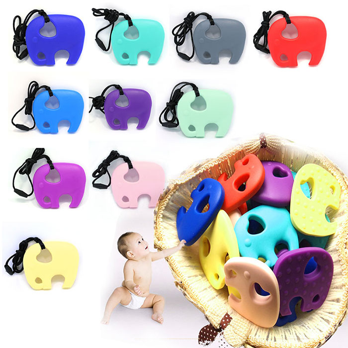 

Silicone Elephant Teether Teething Toy Safe Silicone Pendant Necklace Chew Beads Baby Teether Pacifier Chain Pendant Sensory Chewable Toy