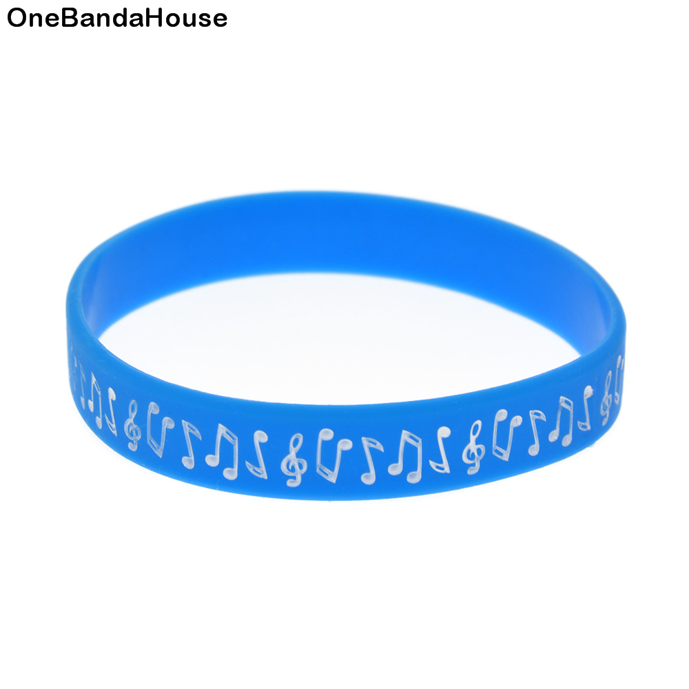 

1PC Music Note Silicone Rubber Bracelet Fashion Jewelry 5 Colors for School Students no Gender Gift