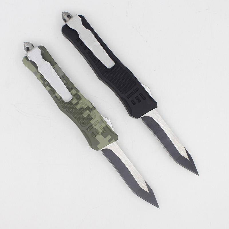 

Promotion 7 Inch 616 Mini Automatic Tactical Knife 440C Black + Wire Drawing Snake Blade Zinc-aluminum Alloy Handle EDC Pocket Knives