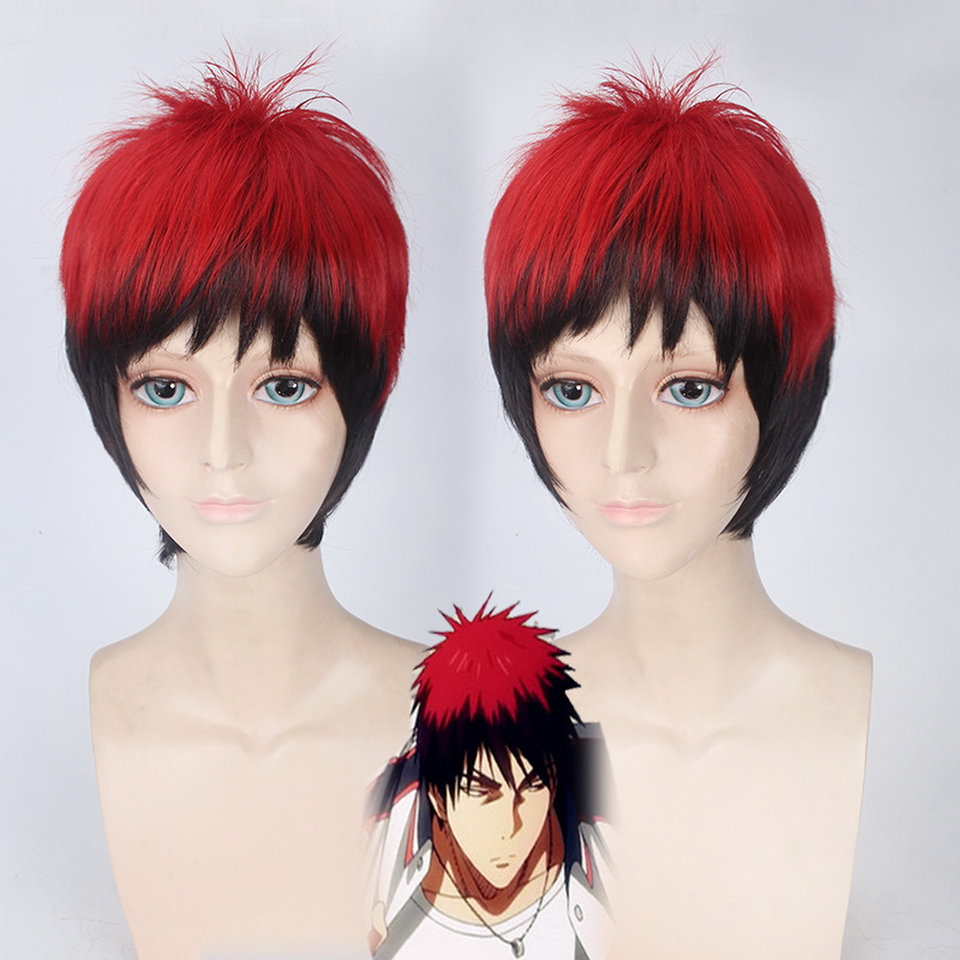 

Kuroko No Basketball Kagami Taiga Cosplay Wig Red Black Ombre Wigs For Men Halloween Costume Carnival Hair