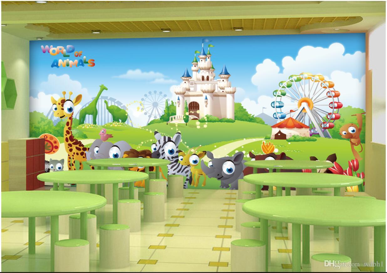 

3d room wallpaper custom photo non-woven mural Ferris wheel castle cartoon animal amusement park children's room wallpaper for walls 3, Picture shows