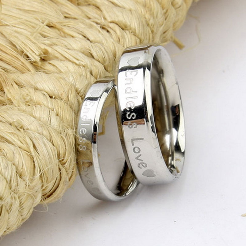 

Wholesale ENDLESS LOVE Band Rings For Men Women Heart Stainless Steel Lovers Finger Ring For Couple Wedding Party Wear