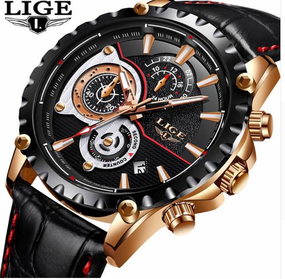 

Mens Watches Top Quartz Gold Watch Men Casual Leather Military., Other
