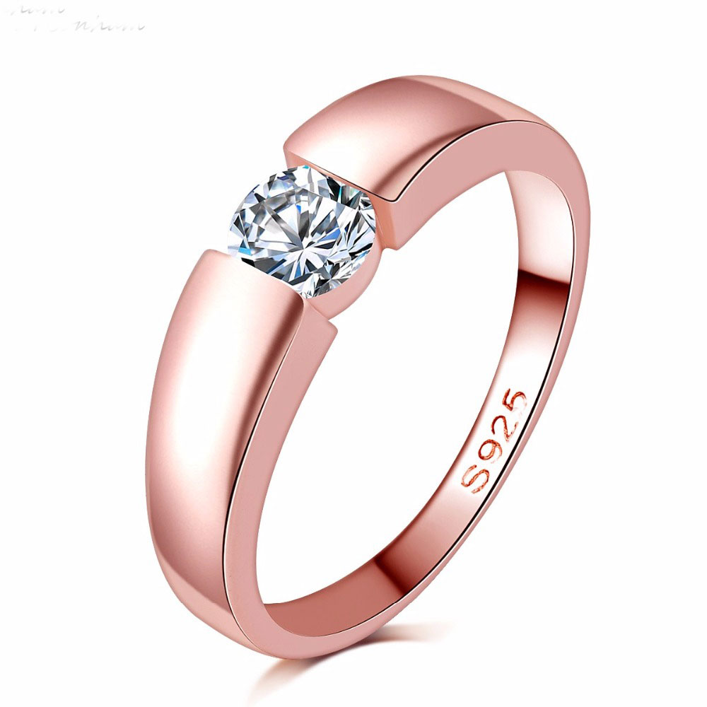 

free shipping high quality rose gold filled zircon stone rings Top Design engagement Band lovers Ring for Women Men DR1718