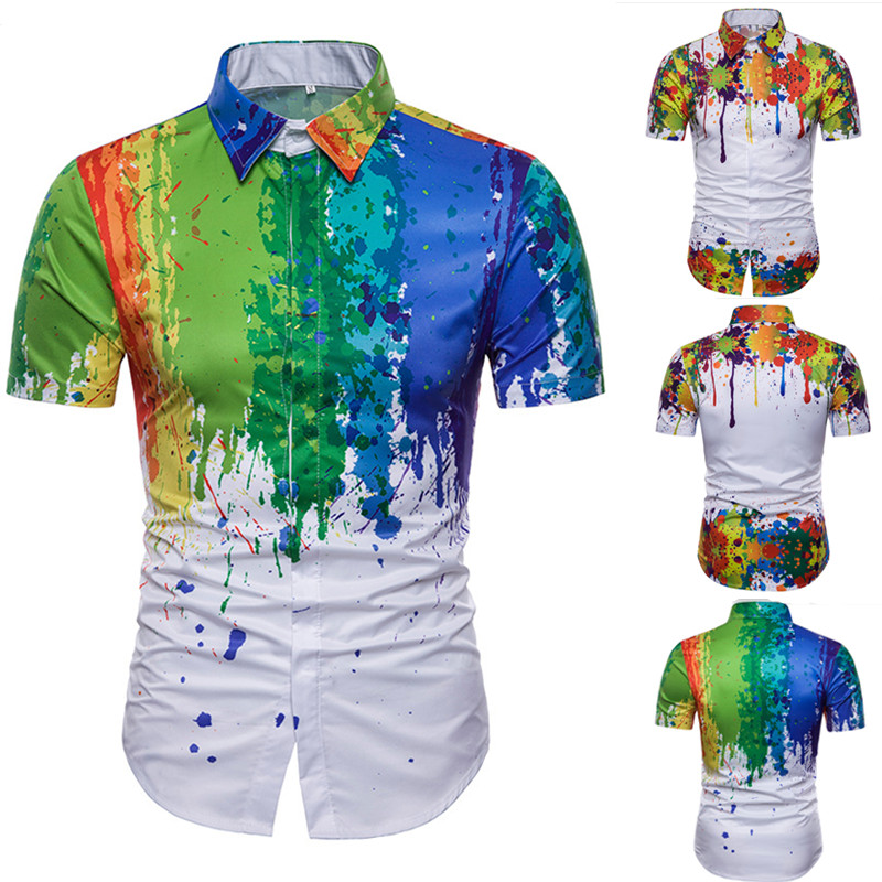 

Fashion Shirts Designs Man Short Sleeves Splash Ink New Brands T Shirts High Quality Cotton Man Clothes Plus Size Mens Casual Hot Shirts, B style
