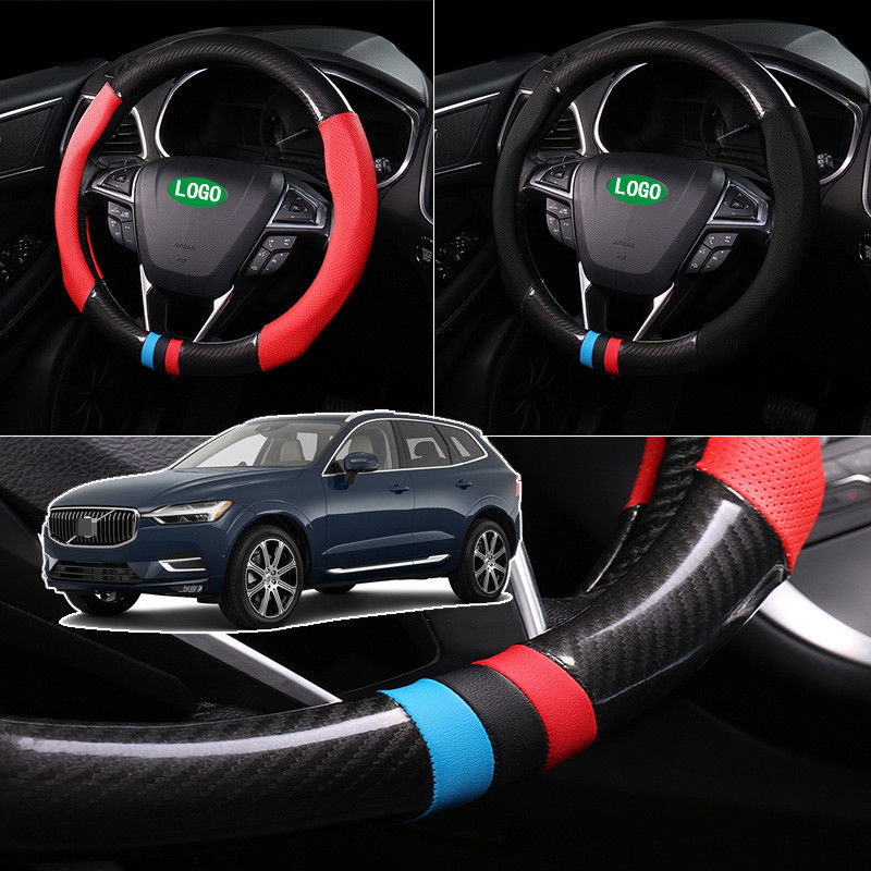 For Volvo XC60 Car Steering Wheel Cover Anti-Slip Carbon Fiber Top PVC Leather-image-413373685