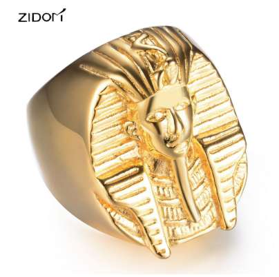 

New arrived Gold color Men Hiphop Egyptian pharaoh rings fashion hip hop Figure ring jewelry gifts