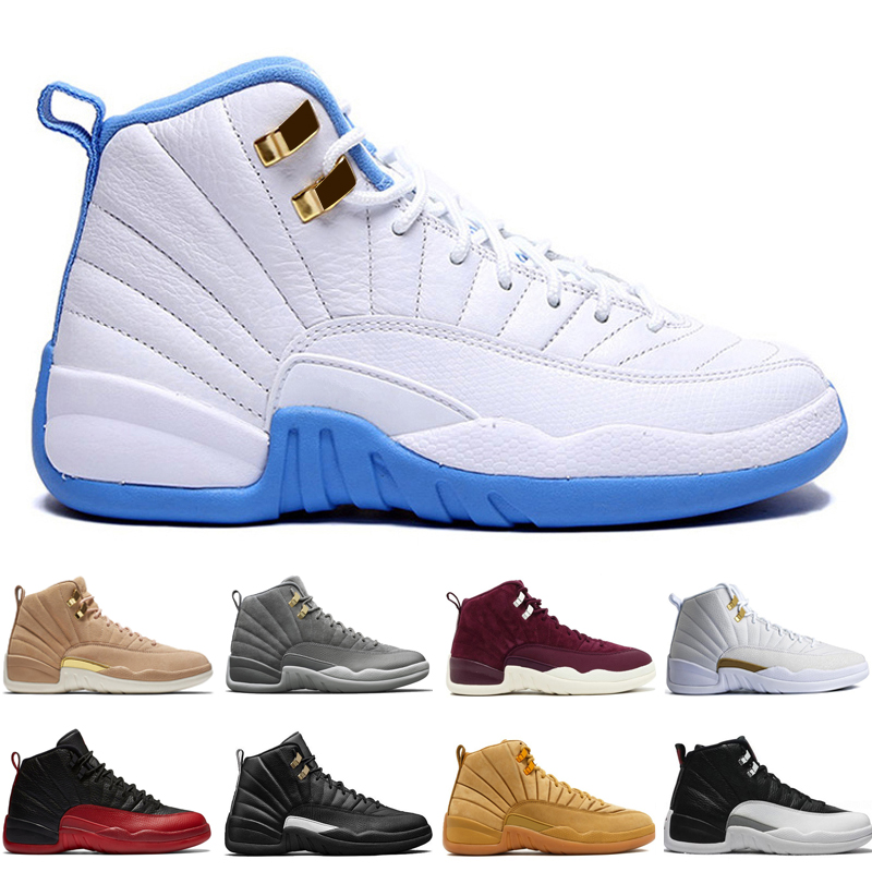 

Hot 12 12s mens basketball shoes Wheat Dark Grey Bordeaux Flu Game The Master Taxi Playoffs Black Nylon Royal Red Suede Sports sneakers #1, #24 low playoffs