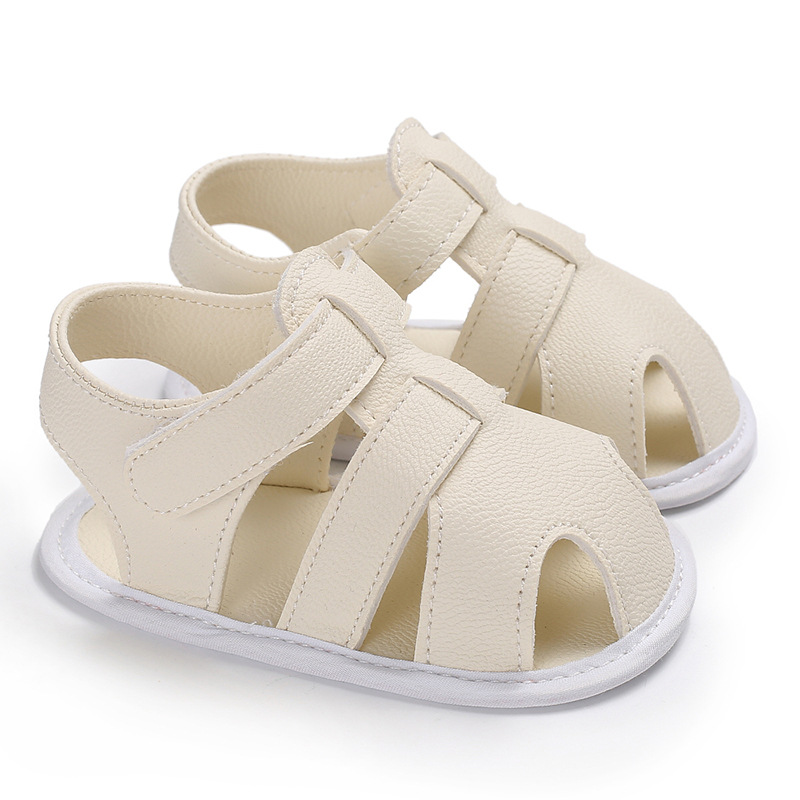 

Cut-outs Breathable Newborn Kids Beach Shoes Baby Boys Leather First Walkers Summer Little Children Covered-toes Toddler Flats, Black