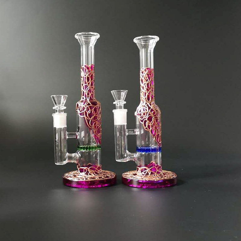 

9 Inch Hookahs Heady Glass Bongs Green Blue Perc Dab Rig Violet Gold Water Pipe Oil Rigs Mini Bong WP533