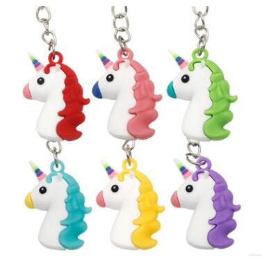 3D Unicorn Keychain Soft PVC Horse Pony Unicorn Key Ring Chains Bag Hangs Fashion Accessories Toy Gifts