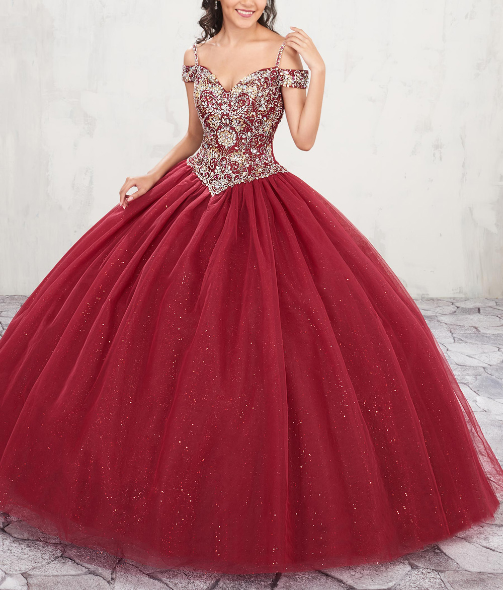 

off shoulder sparkling tulle quinceanera ball gown features sweetheart neck line, beaded bodice ball gown prom dress, Pink
