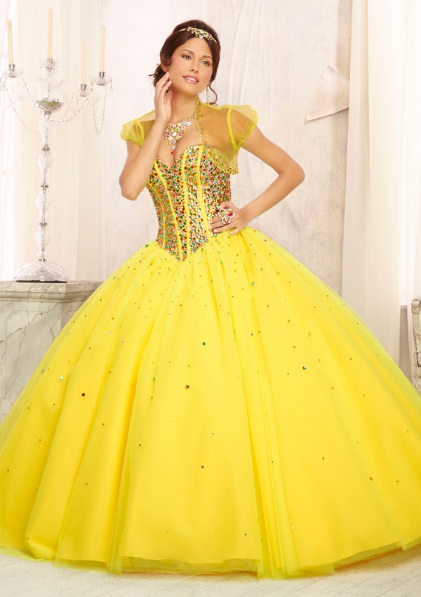 

Top Sale Handmade Ball Gown Sweetheart Tulle Crystals Yellow Quinceanera Girls Dresses with Jacket Evening Dresses Customized, Fuchsia