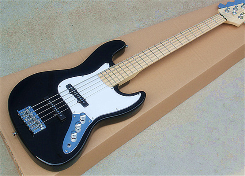 Factory Custom Shop 2015 new Best Price jazz Black 5 String Bass Guitar Maple Fingerboard,can be customized as to requirements-image-423892310