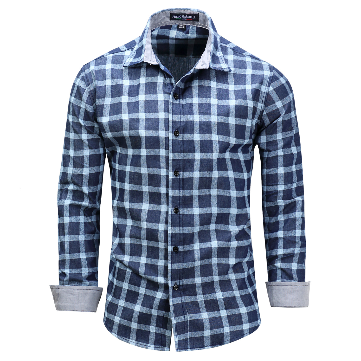 camisa de cuadros azul hombre