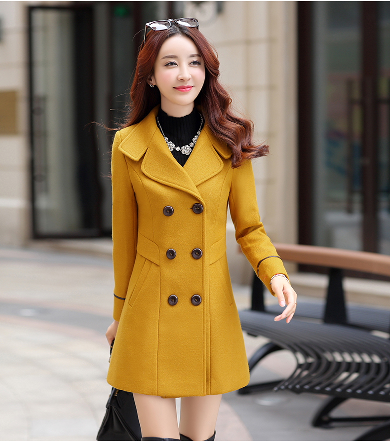 2018 New Women Autumn Winter Outerwear Wool Blend Warm Long Coat Slim Fit Lapel Woolen Overcoat Cashmere Female Plus Size S18101102