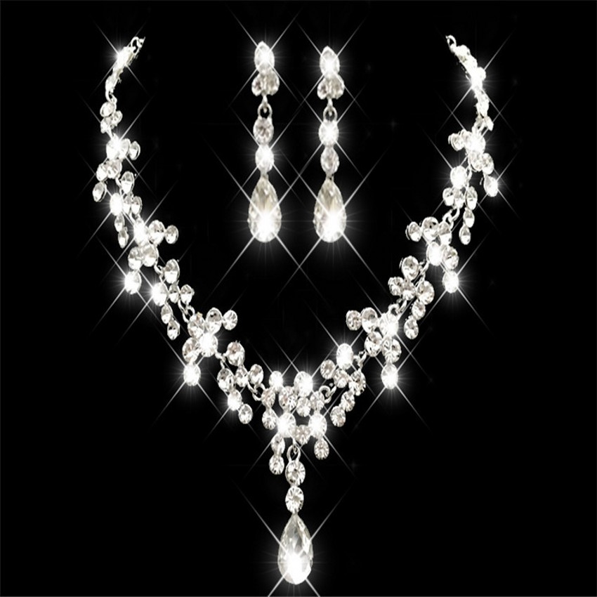 

Cheap Rhinestone Faux Pearls Bridal Jewelry Sets Earrings Necklace Crystal Bridal Prom Party Pageant Girls Wedding Accessories Free Shipping
