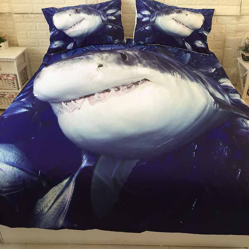 Dropshipping 3d Shark Printed Bed Linen Bedding Sets Comforter