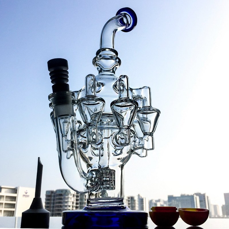 

Octopus Arms Recycler Bong Oil Rigs Water Pipes Matrix Perc Dab Rig Waterpipe Smoking Glass Water Bongs With 14mm Cemamic Accessories OA01-3