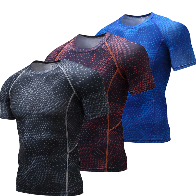 

New Compression Sport Shirt Men Quick Dry Tight Shirts Gym Training Sportswear Men's Running T-shirts Soccer Jersey, Black