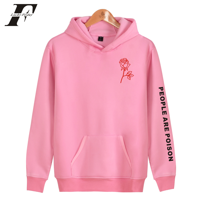 

People Are Poison oversize Hoodie sweatshirt Women/men harajuku Sweatshirts Rose Printed tracksuit moletom feminino, Black