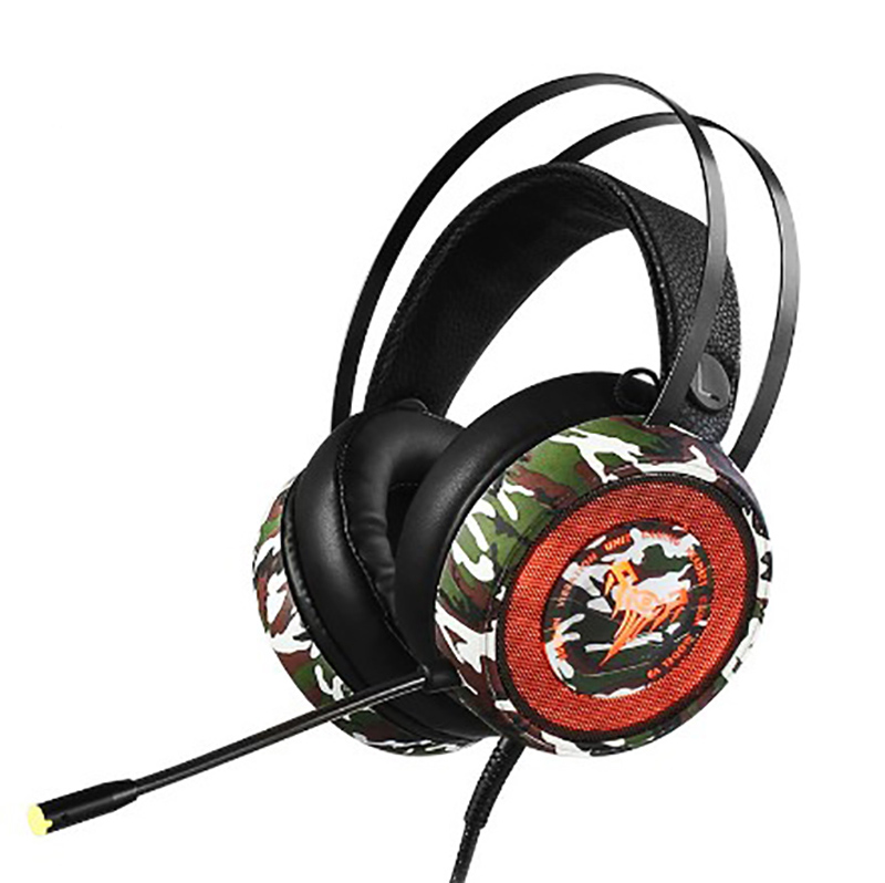 

Camouflage headband style graphene horn with mic bass denoise game music HD call 3D stereo surround sound professional E-sport headphone