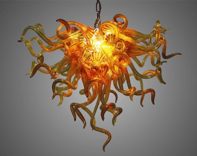 

Lamps Latest Design Amber Chandeliers for Home Decoration LED Lamp Energy Saving Light Source Style Hand Blown Glass Chandelier