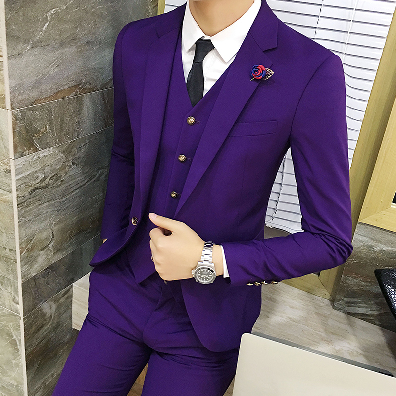 Multi-color Choice Youth Men's Suit Jackets Size S-3XL Fashion Business Casual Men Blazer Jacket Pure Color Male Coat