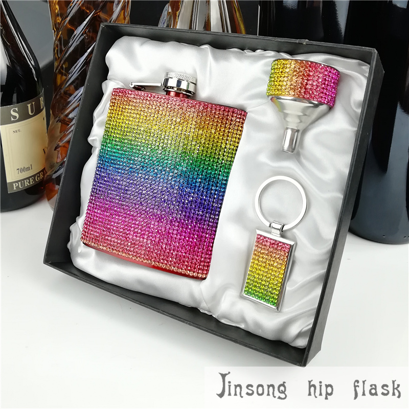 

2018 Rainbow Diamond hip flask ,Special hip flask for Ladies