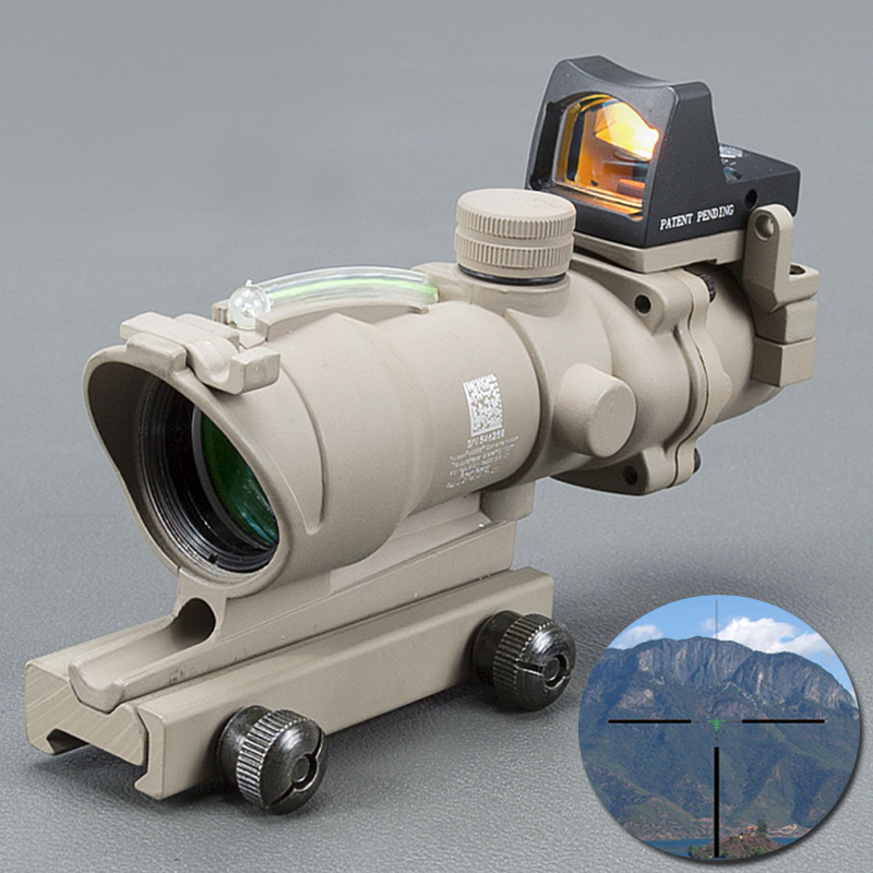

Trijicon ACOG 4X32 Tan Tactical Real Fiber Optic Green Illuminated Black Red Dot Sight Hunting Riflescope