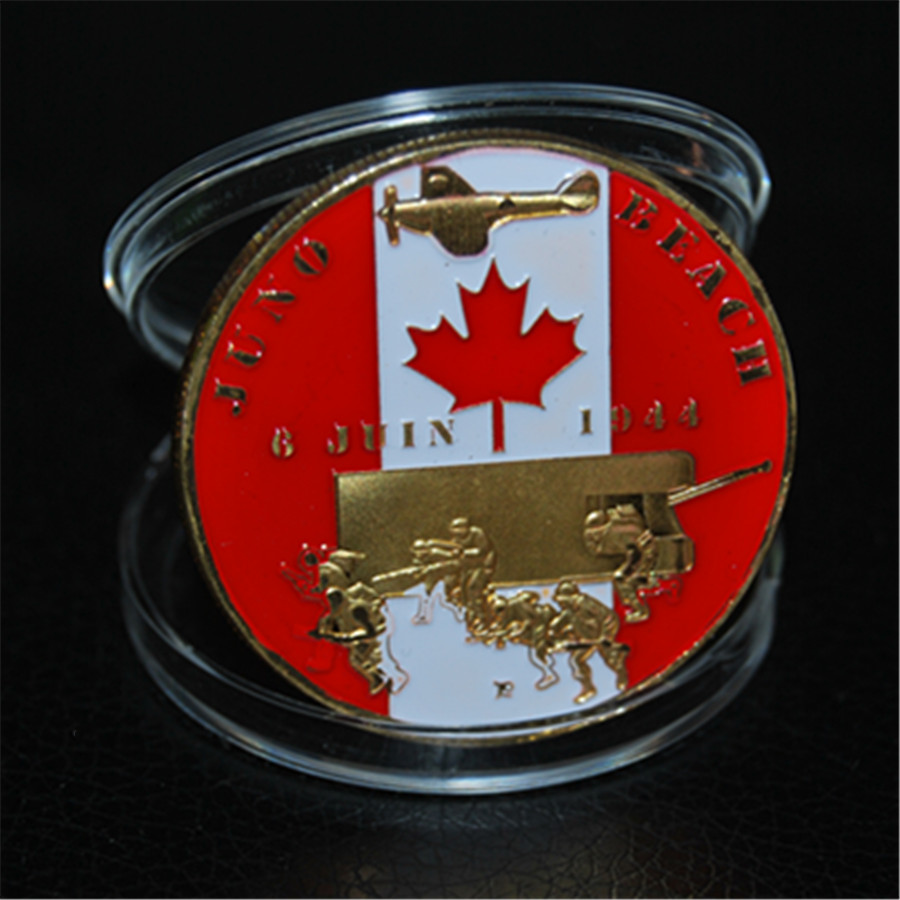 

Canada D-Day 6th June 1944 Juno Beach Gold Plated Challenge Coin