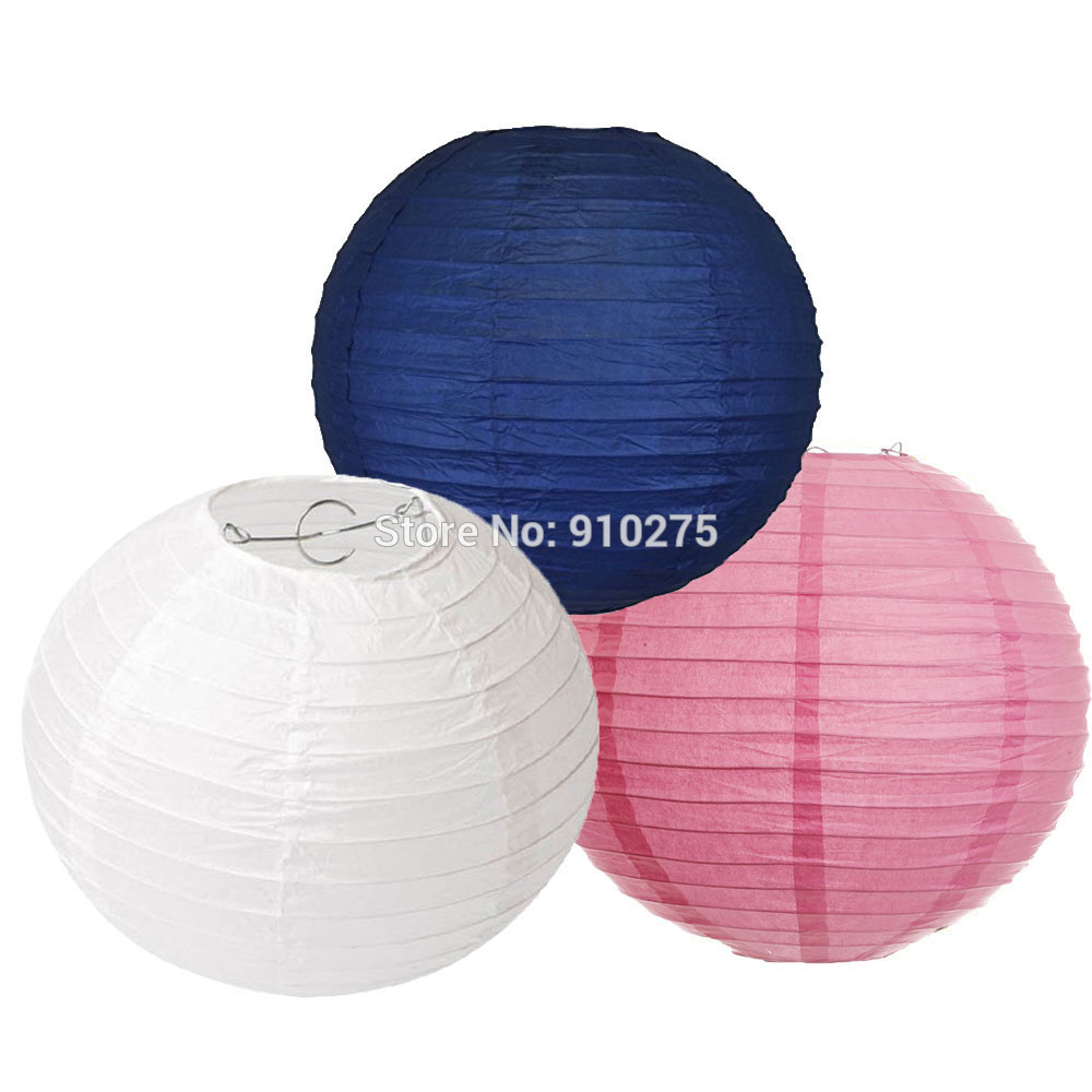 navy and white striped paper lanterns