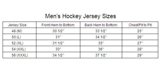 Nhl Jersey Size Chart