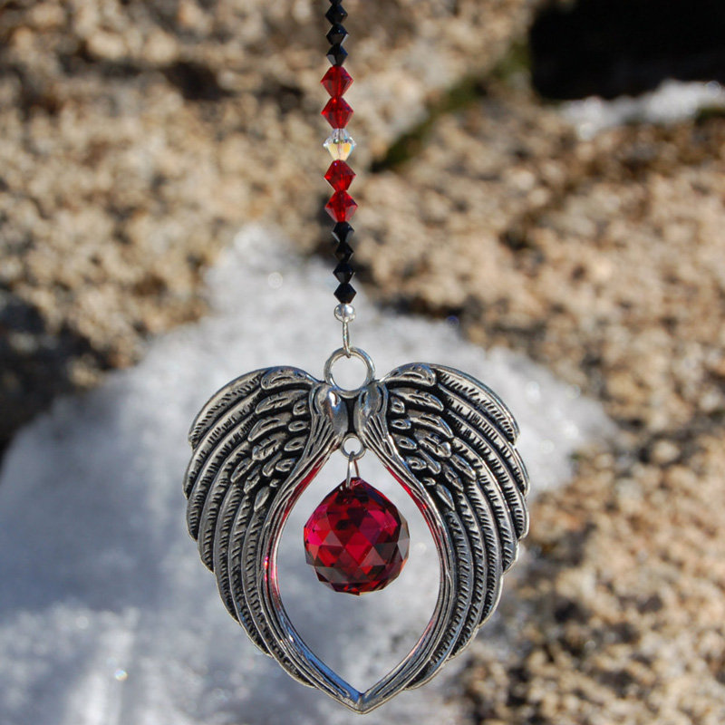 

5PCS Crystal Angel Wing Prism Pendant Hanging Suncatcher Guardian Angel Ornament for Rear view Mirror W090