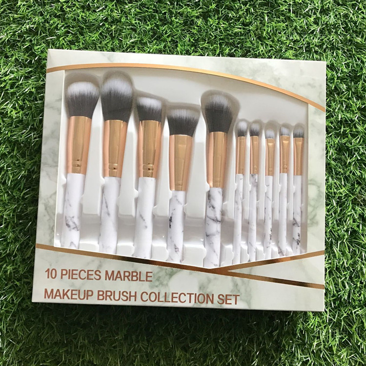 

10pcs Marble Makeup Brushes Set Cosmetics Make Up Brush Tool Kit With Retail Box Packing in 3 Colors Pink Grey Black