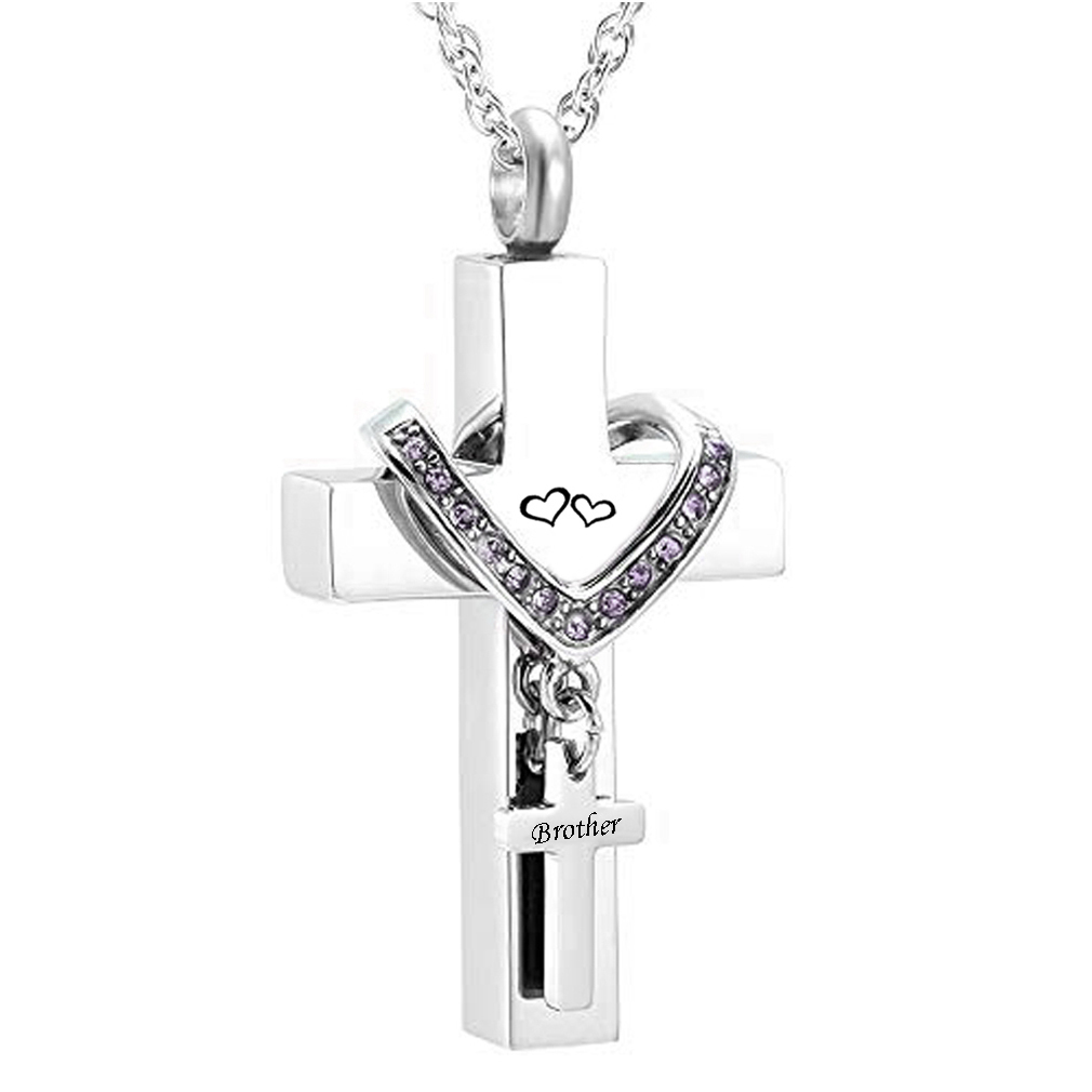 

Memorial jewelry Stainless Steel Cross for brother Memorial Cremation Ashes Urn Pendant Necklace Keepsake Urn Jewelry