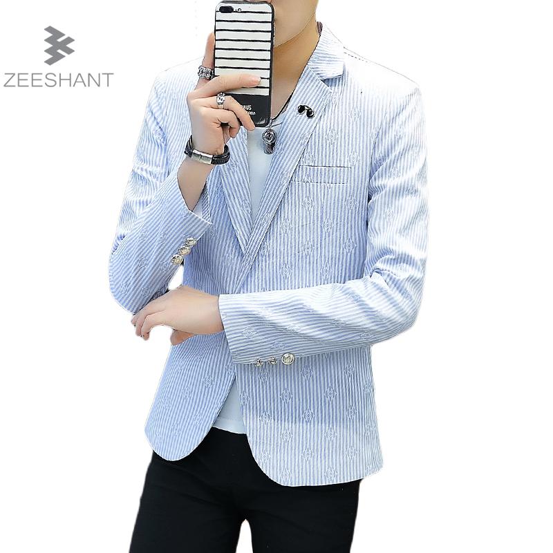 

Zeeshant 2018 New Brand Spring Mens Striped Blazer Casual Men Suit Jacket Slim Fit Korean Fashion Plus Size XXXL Blazers, Light green blazer