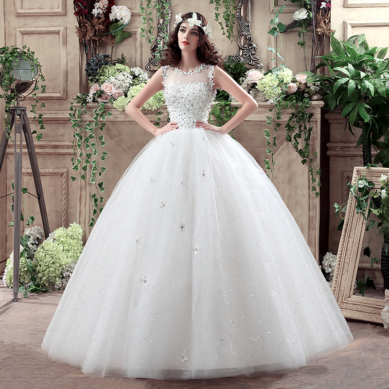 

Princess Fashionable Laciness Ball Gown Wedding Dress 2018 Romantic Plus Size Bridal Gowns Lace Up Vestido De Noiva, White