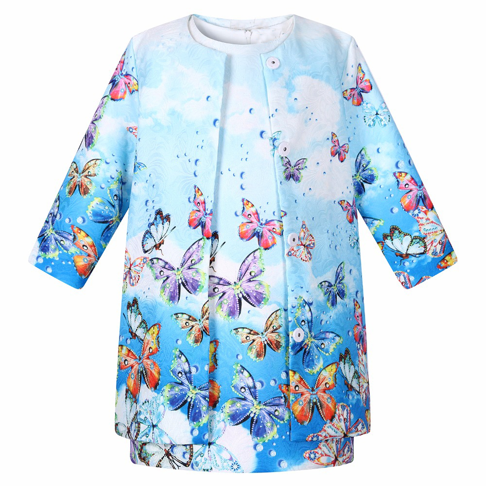 Toddler Girl Vêtements 2017 Marque Enfants Vêtements Pour Enfants Tenues de filles (Veste + Robe) Mode d'impression Enfant Enfant Vêtements Vêtem
