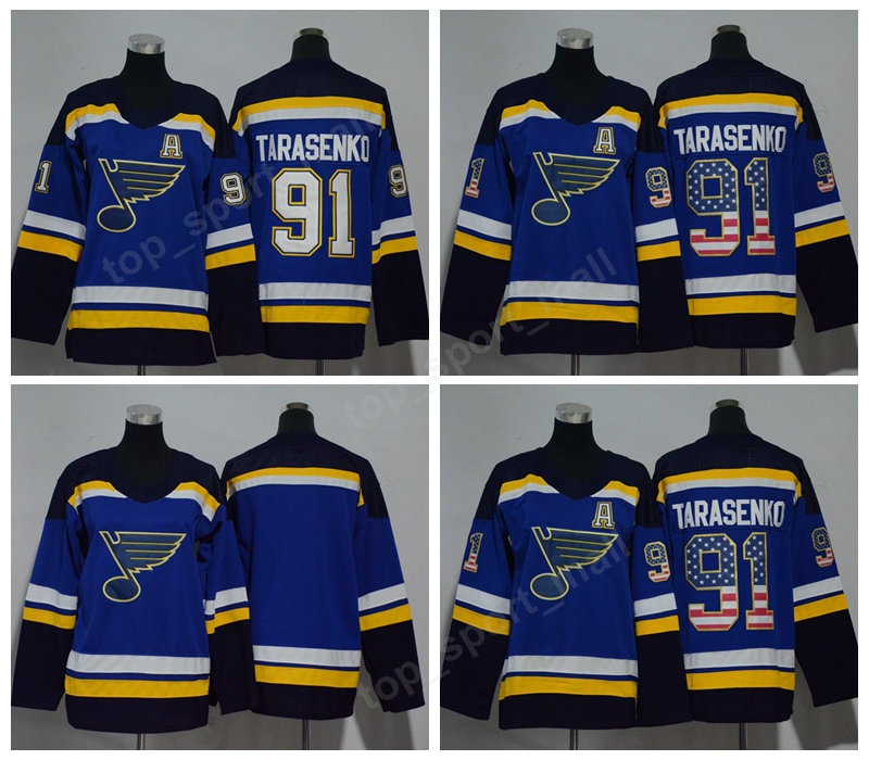 

2018 AD 91 Vladimir Tarasenko Youth Ice Hockey Jerseys Women Men Man Kids Woman St. Louis Blues Jersey Blank USA Flag Color All Stitched, Black;red